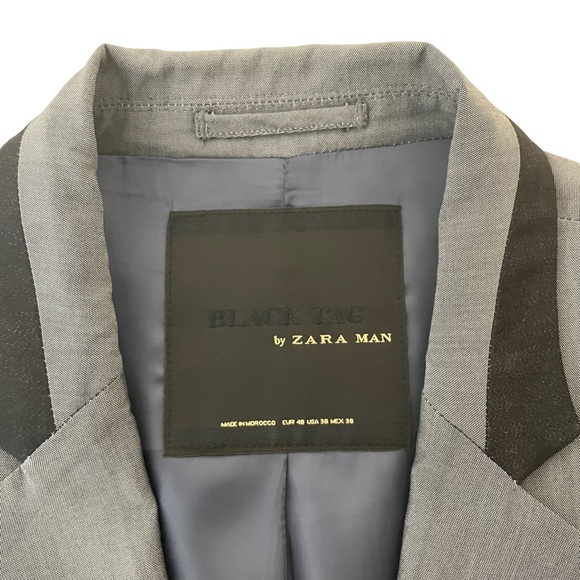 Zara Man Black Tag Gray Suit Blazer Sz US 38 Formal EUC - Picture 4 of 9